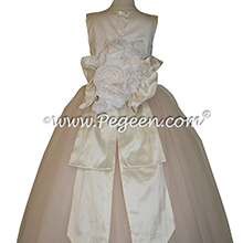 Champagne Pink and Bisque ballerina style FLOWER GIRL DRESSES