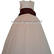 Champagne Pink and Ruby ballerina style Flower Girl Dresses with layers of tulle
