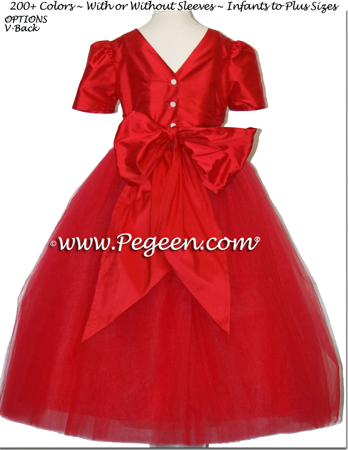 Christmas red ballerina style FLOWER GIRL DRESSES with layers and layers of tulle