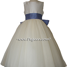 Europeri and ivory tulle flower girl dress