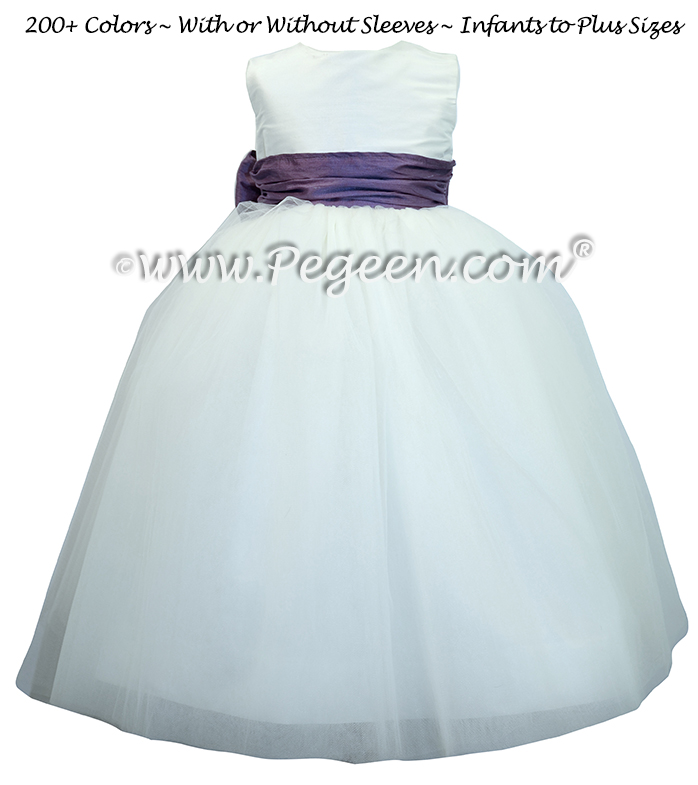 Flower Girl Dresses White Silk and Euro-peri Tulle ballerina style  | Pegeen