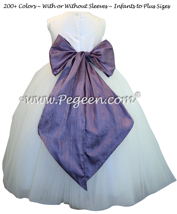 Flower Girl Dresses White Silk and Euro-peri Tulle ballerina style  | Pegeen