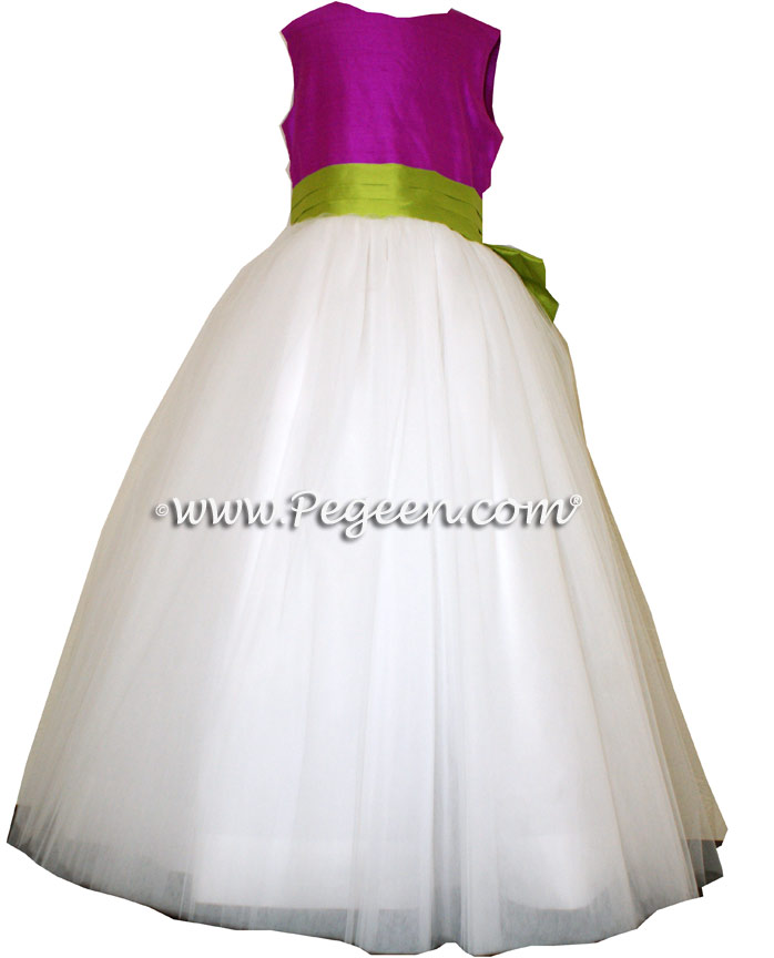 FUSCHIA TULLE CUSTOM FLOWER GIRL DRESSES