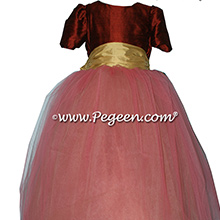 Mountain Fall and Spun Gold ballerina style FLOWER GIRL DRESSES with tulle