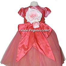 Gumdrop and Melon and orange shades ballerina style FLOWER GIRL DRESSES with layers and layers of tulle