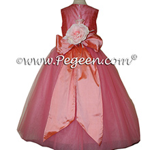 Gumdrop pink and Sherbert (coral) silk Flower Girl Dresses 402 Gumdrop