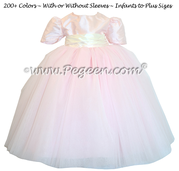 Peony Pink crystal tulle Flower Girl Dresses with Bolero Jacket