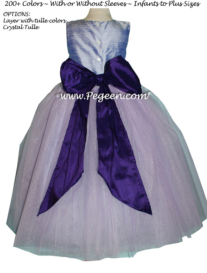 Lilac and Dark Plum ballerina style Flower Girl Dresses with Deep Plum Sash