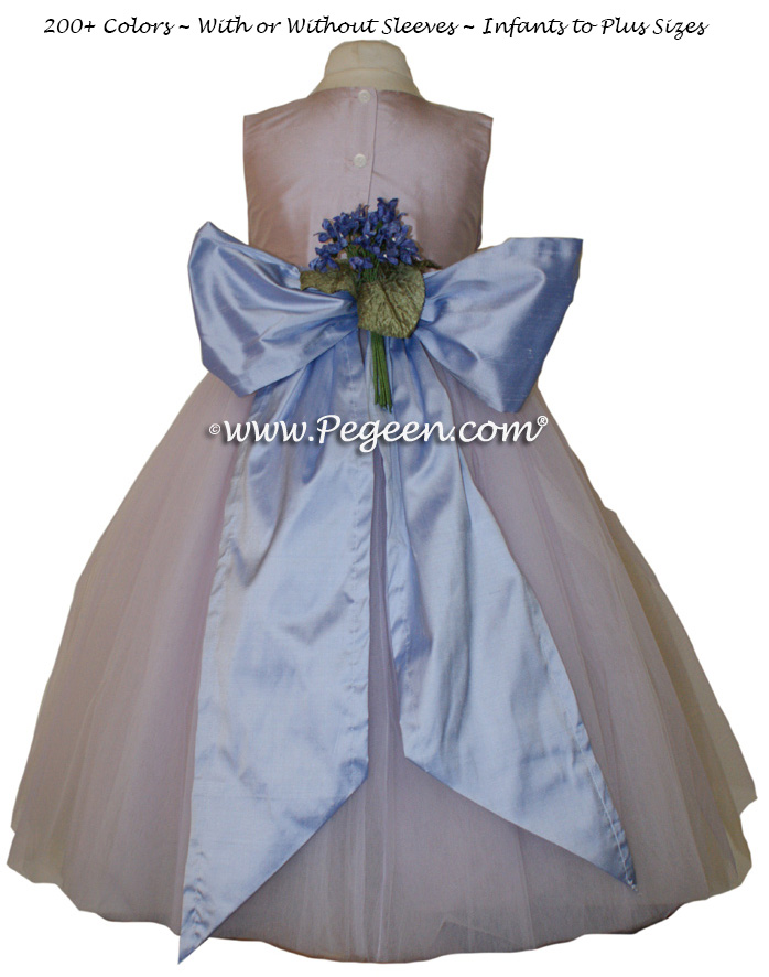 Lavender and Wisteria (light purplish-blue) tulle ballerina flower girl dresses - Degas style