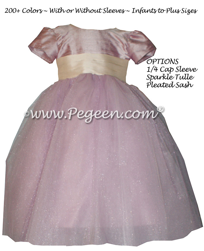 Flower girl Dresses in Light Plum with a Special Back Flower