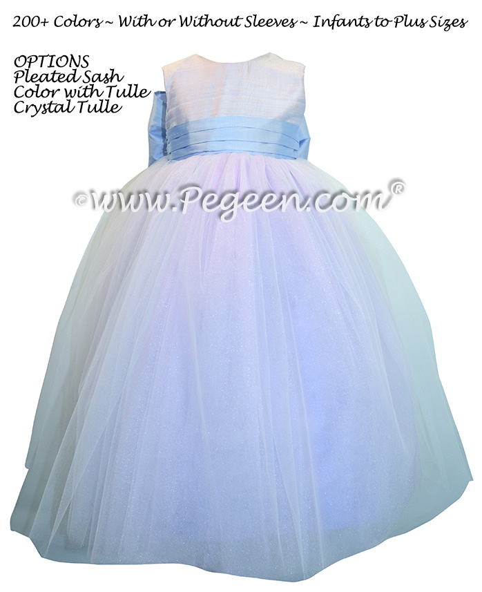 Wisteria and Orchid ballerina style Flower Girl Dress with Multiple layers of tulle
