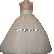 Lotus Pink and White Tulle ballerina style Flower Girl Dresses with tulle