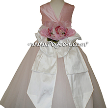 Lotus Pink and White Tulle ballerina style Flower Girl Dresses with layers and layers of tulle by Pegeen