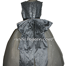 Silver Gray and Glitter Tulle Flower Girl Dresses Metallic Sparkle to