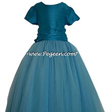 Mosaic (teal) Custom Tulle ballerina style Flower Girl Dress from Pegeen Couture