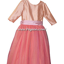 Nectar and Lotus Pink with long sleeve Flower Girl Dresses