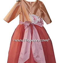 Nectar and Woodrose (coral) ballerina style Flower Girl Dresses with layers and layers of tulle