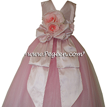 Peony Pink and Gumdrop and Gumdrop tulle ballerina style flower girl dresses