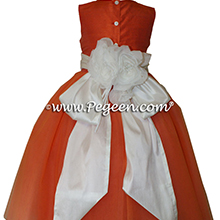 New Ivory and orange ballerina style Flower Girl Dresses with layers and layers of tulle