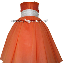 New Ivory and orange ballerina style Flower Girl Dresses with layers and layers of tulle