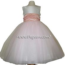 Sparkle Tulle and Petal Pink and Antique White Tulle ballerina style Flower Girl Dresses with layers and layers of tulle