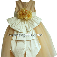 Peach and bisque silk flower girl dresses