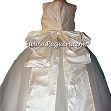 Antique White Silk and Tulle ballerina style Flower Girl Dresses