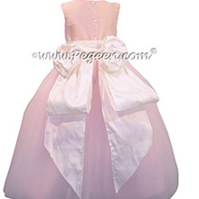 Baby Pink and Antique White ballerina style Flower Girl Dresses with Tulle ~ Pegeen Couture Style 402