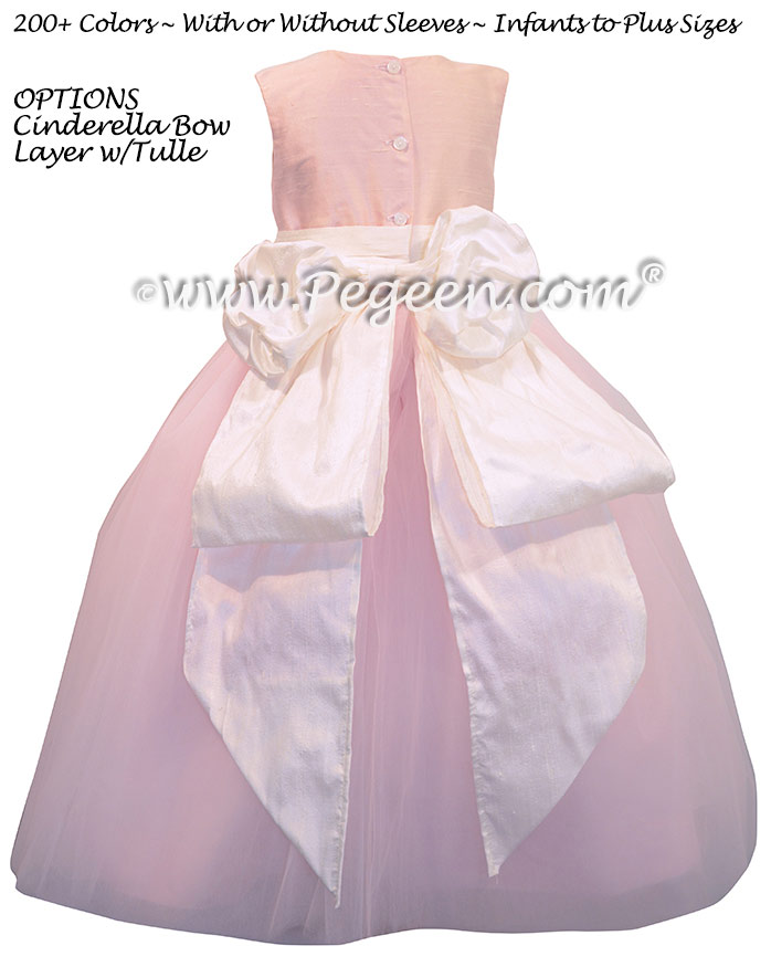 Baby Pink  and Antique White ballerina style FLOWER GIRL DRESSES with layers and layers of tulle