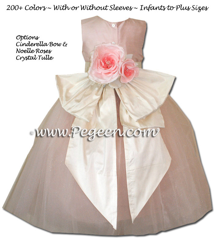Pegeen's Ballet pink and Ballet pink Tulle Flower Girl Dress with 10 layers of tulle