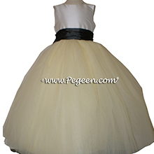 Ivory and Pewter gray and Champagne Tulle ballerina style Flower Girl Dresses