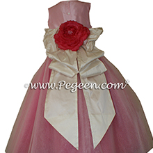 Couture Cerise Pink and Bubblegum ballerina style Flower Girl Dress with layers and layers of tulle