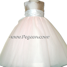 PLATINUM AND pink tulle and silk flower girl dresses
