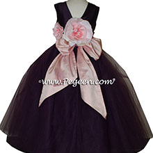 Petal Pink and Wildberry Purple Tulle ballerina style Flower Girl Dresses with layers of tulle