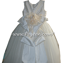 New Ivory and Pinktucks with Pearls ballerina style flower girl dresses