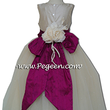 Flamingo pink and creme Flower Girl Dresses