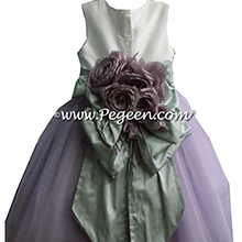 Lavender and pintuck pearls tulle flower girl dresses