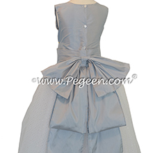 FLOWER GIRL DRESSES with Glitter Tulle and Cinderella Bow in Powder Blue and Antique White 