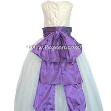 Amethyst and New Ivory and Amethyst ballerina  style with Pegeen Signature Bustle with layers and layers of tulle