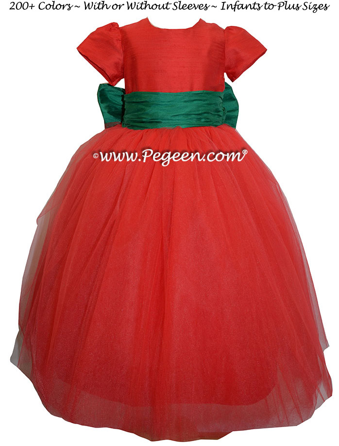 Holiday Dress 402 in Christmas Red and Emerald
