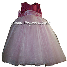 Rose pink and lipstick ballerina style FLOWER GIRL DRESSES with layers and layers of tulle