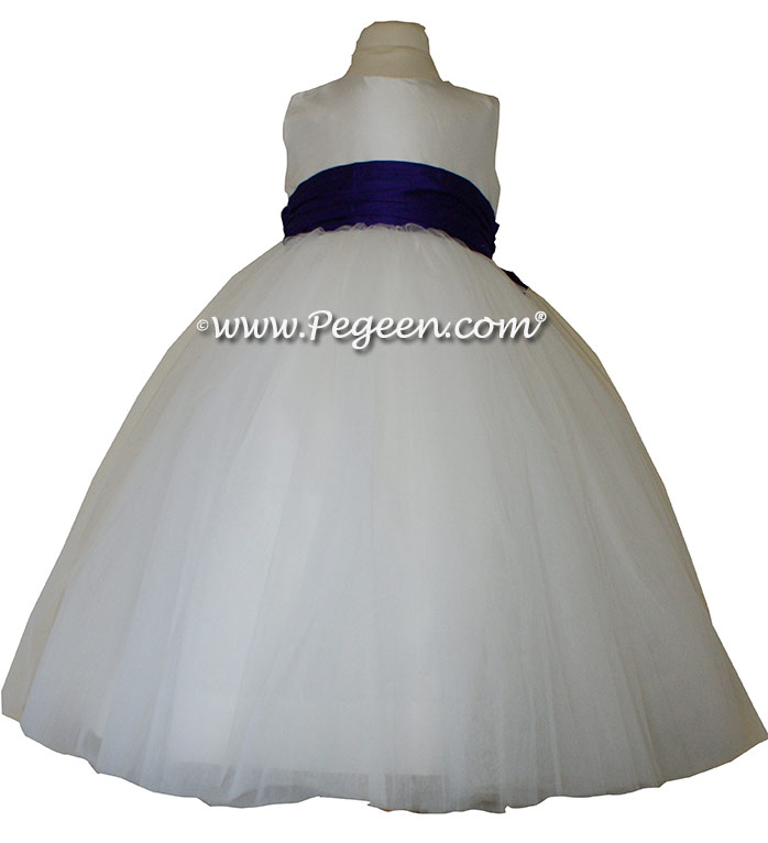 Antique White ballerina style Flower Girl Dresses with layers and layers of tulle