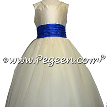 Saphire blue and white tulle flower girl dresses