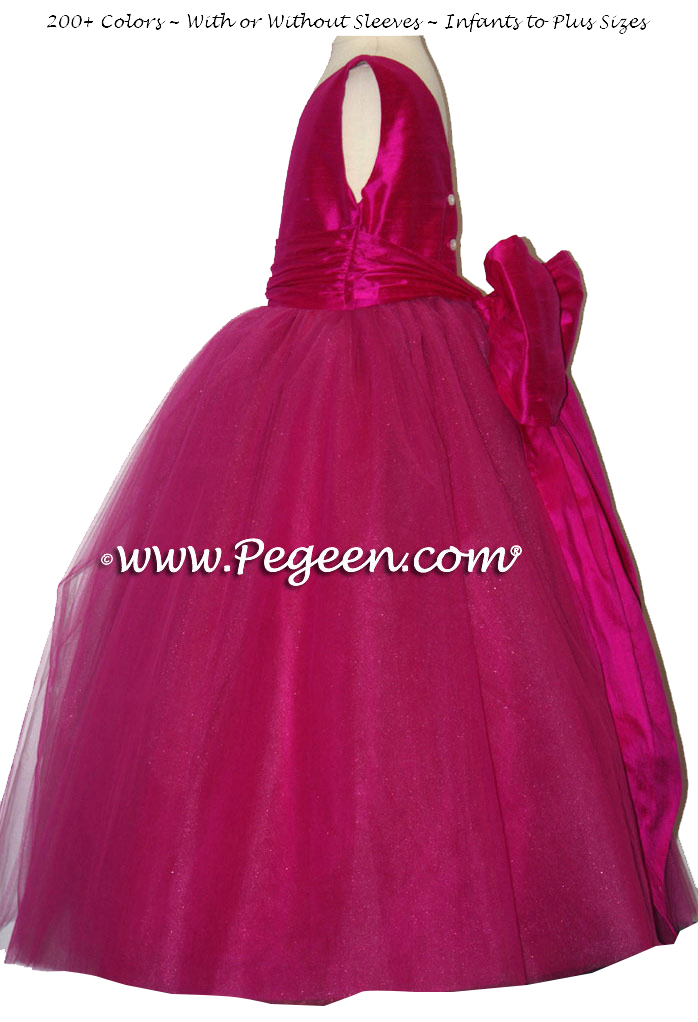 Custom Flower Girl Dresses Boing (Hot Pink) Silk and Tulle | Pegeen