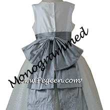 Monogrammed Silver gray and new ivory Flower Girl Dresses - Silver gray and new ivory Flower Girl Dresses - PEGEEN