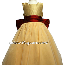 SPUN GOLD AND CLARET RED TULLE flower girl dresses