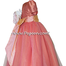 Apricot and Icing ballerina style Flower Girl Dresses with layers of tulle
