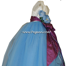 Blue Moon and Thistle (purple) silk and tulle ballerina style flower girl dresses