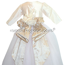 Champagne Pink and Toffee Silk and Tulle ballerina style Flower Girl Dresses with a Signature Bow