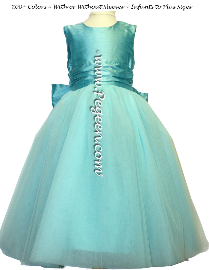 tiffany blue  ballerina style flower girl dresses with layers and layers of tulle